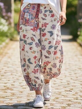 POL Flutterbloom Pants - Cream Multi, Size Small